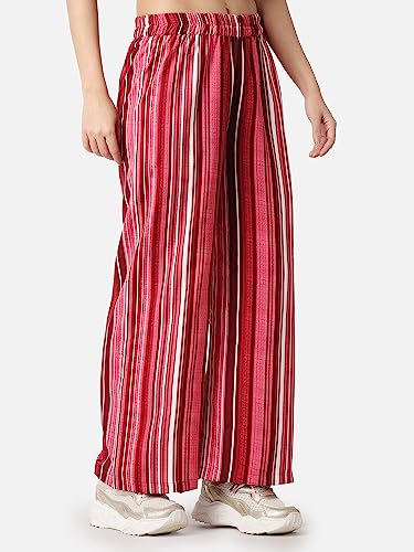 Image of POPWINGS Casual Printed Trouser for Women || Loose Fit Trouser for Women || Stylish Pull-On Trouser for Women || Casual Summer Trousers for Women || Relaxed Fit Full-Length Women Trouser
