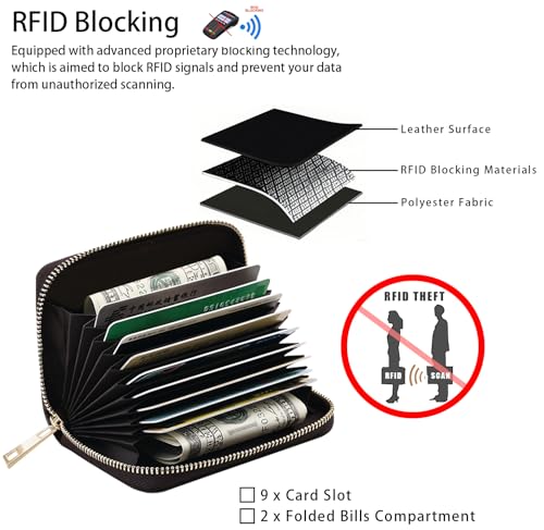 Credit Card Holder Wallets for Women, Slim Leather Card Holder Wallet, Credit Card Wallet Organizer, Pocket Business Card Case with Zipper, Dolphins At Sunset3