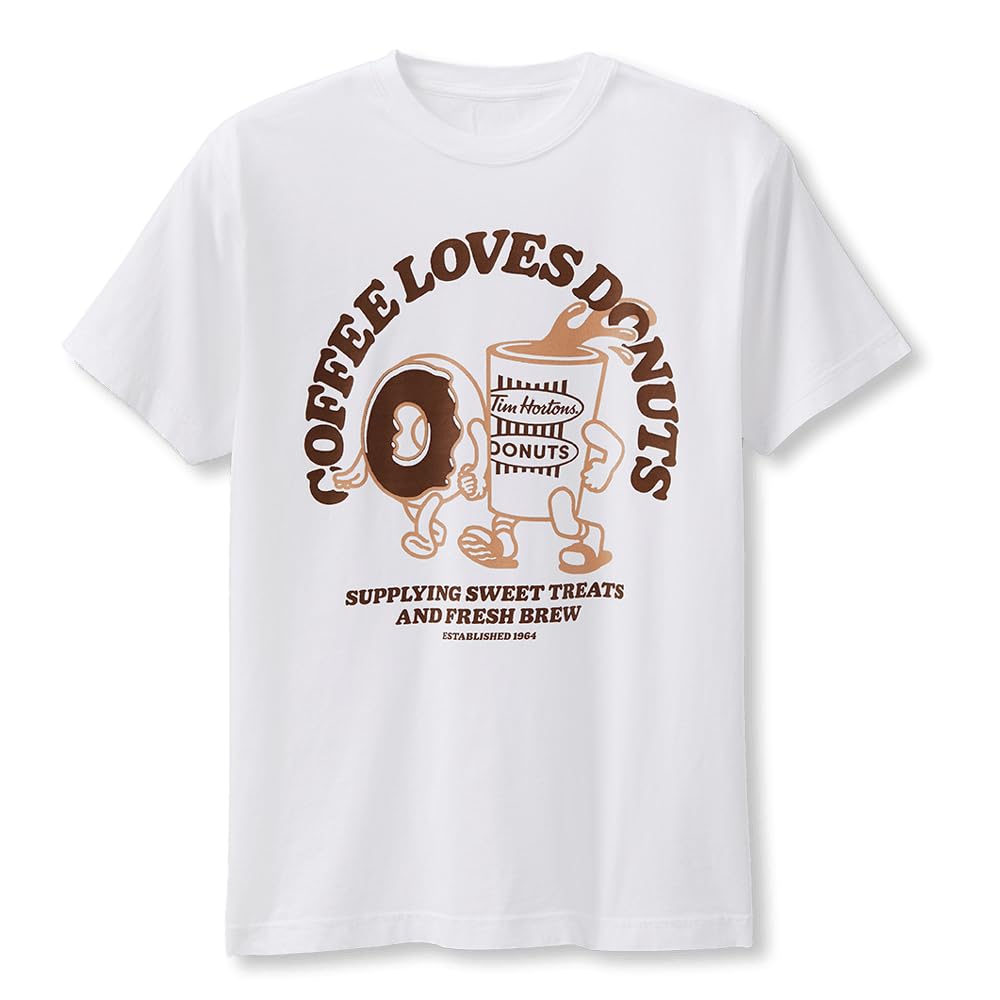 Tim Hortons Coffee Loves Donuts Unisex White T-Shirt : Amazon.ca