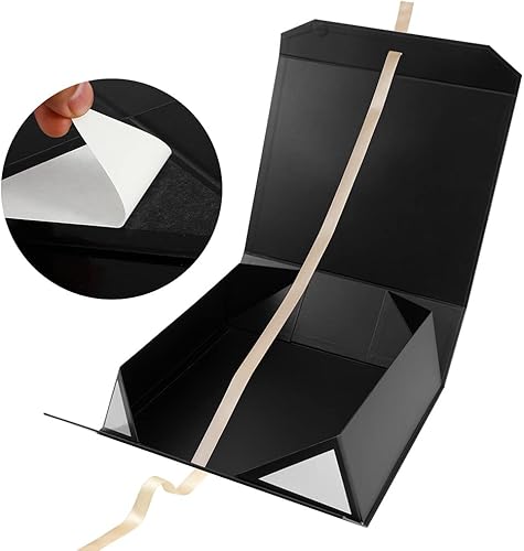 Miniatura 5 de Cajas de regalo negras extragrandes con cinta de 16 x 14 x 5.3 pulgadas, cajas de regalo con tapa, cierre magnético, cajas de propuesta de padrino,