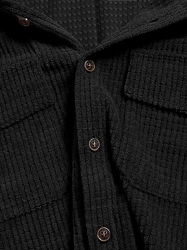 Image of ZAFUL Unisex Plaid Flannel Shirt Jacket Button Down Long Sleeve Pocket Coat Outwear | Mens Fall Clothes Lightweight Long Sleeve Button Down Flap Pocket Jacket Tops for Fall&Winter 2026