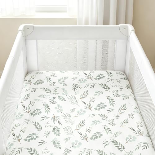 Image of Organic Pack and Play Sheets Fitted 38 inchx26 inch 100% Muslin Cotton, Mini Crib Sheets Compatible with Graco /hiccapop /YENING /Dream On Me /Babylicious Pack N Play Mattress, Playard Bedding Sheet Bed Cover