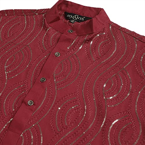 Image of SOJANYA Men's Pure Cotton Floral (Since 1958 Designer Kurta and Churidar Pyjama Set