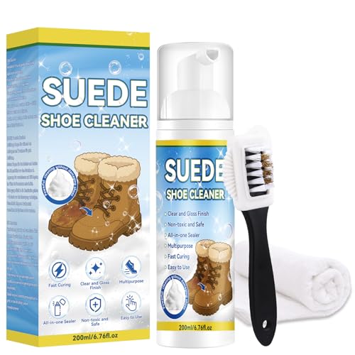 Eveellyn Limpiador Ante 200ml con Cepillo, Limpieza Profesional Zapatos Nobuk, Quitamanchas Suave para Zapatos, Botas, Bolsos, Chaquetas, Restaura Color y Textura de Forma Segura y Eficaz