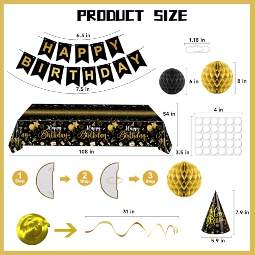 Save 50% on Black & Gold Birthday Decorations Set - Image 3
