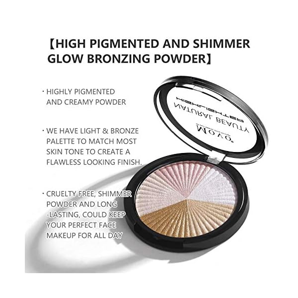 Move Highlighter Powder Makeup Palette 5 Colors Shimmer Glitter Highlighter Palette High Pigment Face Illuminator Makeup Set(Lightï¼
