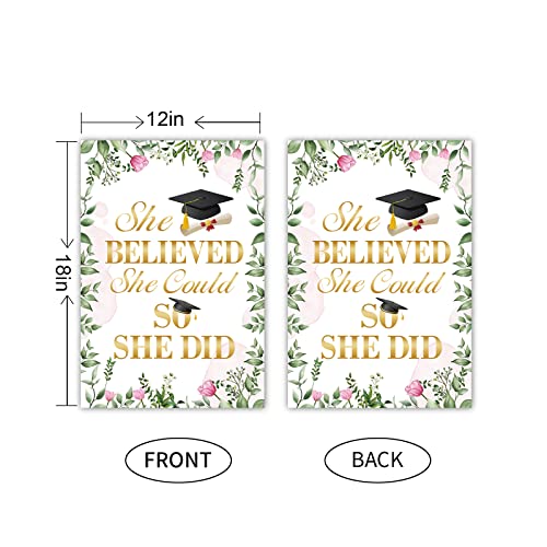 Meltelof She Believed She Could So She Did Garden Flag Girls High School College Graduation Porch Outdoor Home Decor Class Of 2022 2023 Garden Flag Double Sided 12X18Inch #TOP1