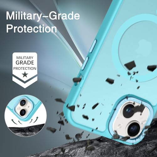 Image of BENTOBEN Magnetic for iPhone 13 Case & iPhone 14 Case [Compatible with Magsafe] Translucent Matte Phone Case iPhone 13 /14 Slim Shockproof Women Men Girl Protective Cover for iPhone 13 /14, Lake Blue