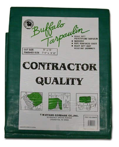 T.W Evans Cordage G1216 12-Feet by 16-Feet Contractor Grade Poly Tarp, Black/Green