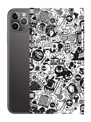 Image of AtOdds - Full Body Back Screen Guard Protector Film - Lamination Wrap Skin Sticker for iPhone 11 Pro Max | Scratchproof Matte Finish (Design -B&W Graffiti)