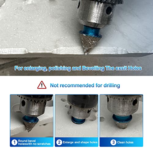 Diamond Beveling Chamfer Bit,BRSCHNITT 20mm Diamond Finger Milling Bits hex shank for enlarging polishing and bevelling the exsit holes - Image 4