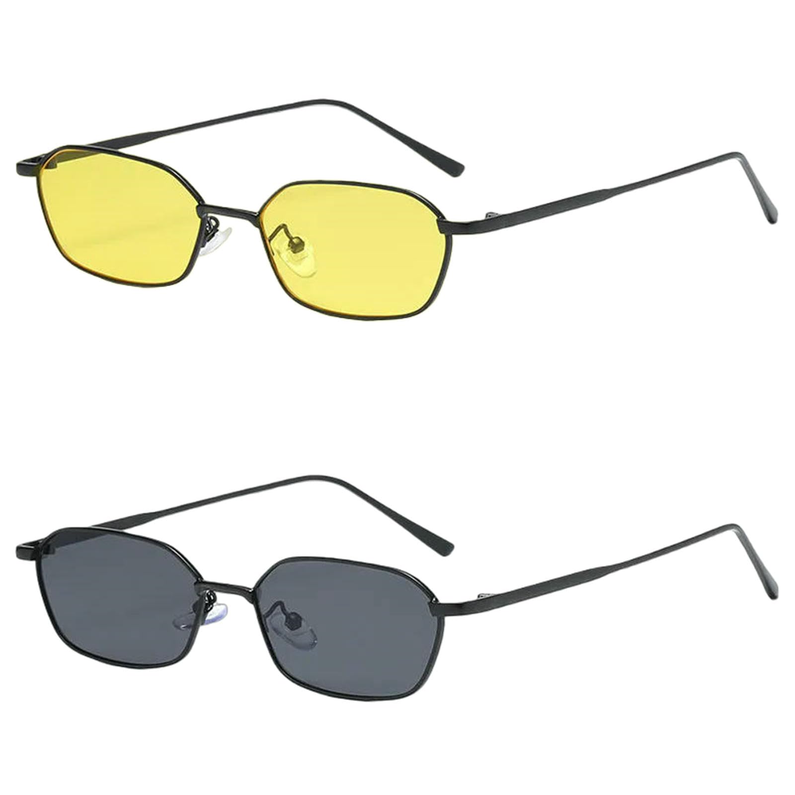 Okulary przeciwsłoneczne moda retro kwadratowe damskie małe steampunk metalowe okulary vintage gradient UV400-2 sztuki Z02