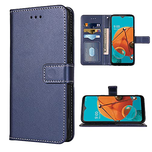 Protection LG K51 étui portefeuille cuir bleu avec porte-cartes L555DL Q51