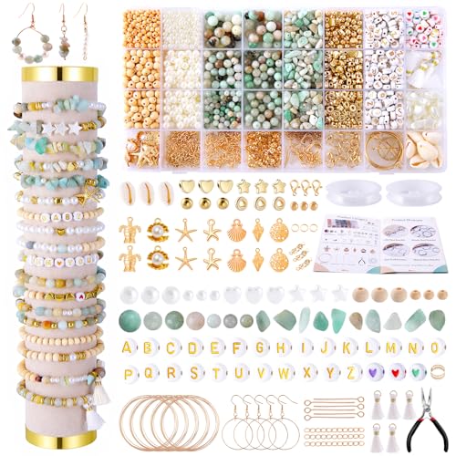 Wurosi 1927 PCS Jewelry Making Supplies Kit, Charm Bracelet Making Kit for Adults, Natural Stone Beads for Irregular Natural Stone, DIY Bracelet/Necklace/Earring/Rings