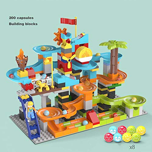 Preisvergleich Produktbild 200 Bausteine,Rutsche Ball Rutsche Premium Bauplatten Kompatibel Mit GroßEn Bausteinen Aller FüHrenden Marken Blau, GrüN, Rot, Gelb FüR Kinder Von 3-5 Jahren