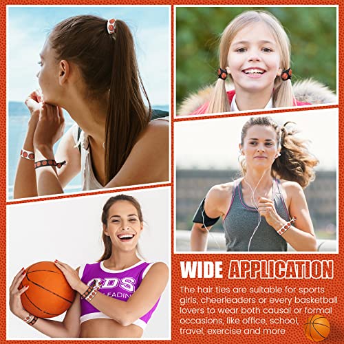 Hanaive 20 Pcs Basketball Hair Accessories Basketball Hair Ties Elastic Ponytail Holders No Crease Ribbon for Team Sport Party(Orange Basketball) - Thumbnail 6