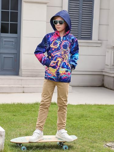 Idgreatim 6-14T Boys Zip Up Hoodies Kids 3D Graphic Hoody Sweatshirt Zipper Pullover with Pockets