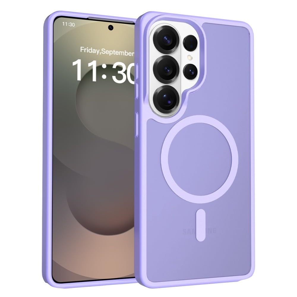 Coque compatible avec Samsung Galaxy S23 FE 5G (couleur : violet), coque en silicone magnétique rigide solide et transparente