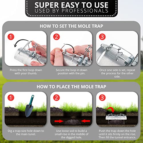 Ratkil Tunnel Mole Trap (Pack Of 5) Large Powerful Trap To Catch & Kill Moles | Protect Your Lawn & Garden | All Weather, Rust Free & Reusable Mole, Vole Rodent Solution - Image 4