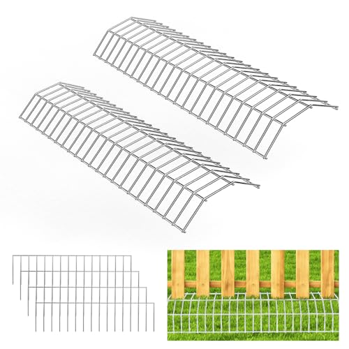 LAKNUAL Original Gate Plate Metal Anti Animal Digging Fence Dog Digging Deterrent Hot-dip Galvanized Underground Gap Filler 2 Pack with 4 Animal Fence Barrier