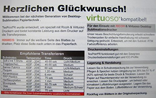 airbrush-city Sublimationspapier Transferfolie Plotterfolie TexPrint-R 110 Stück A3 Sublimation