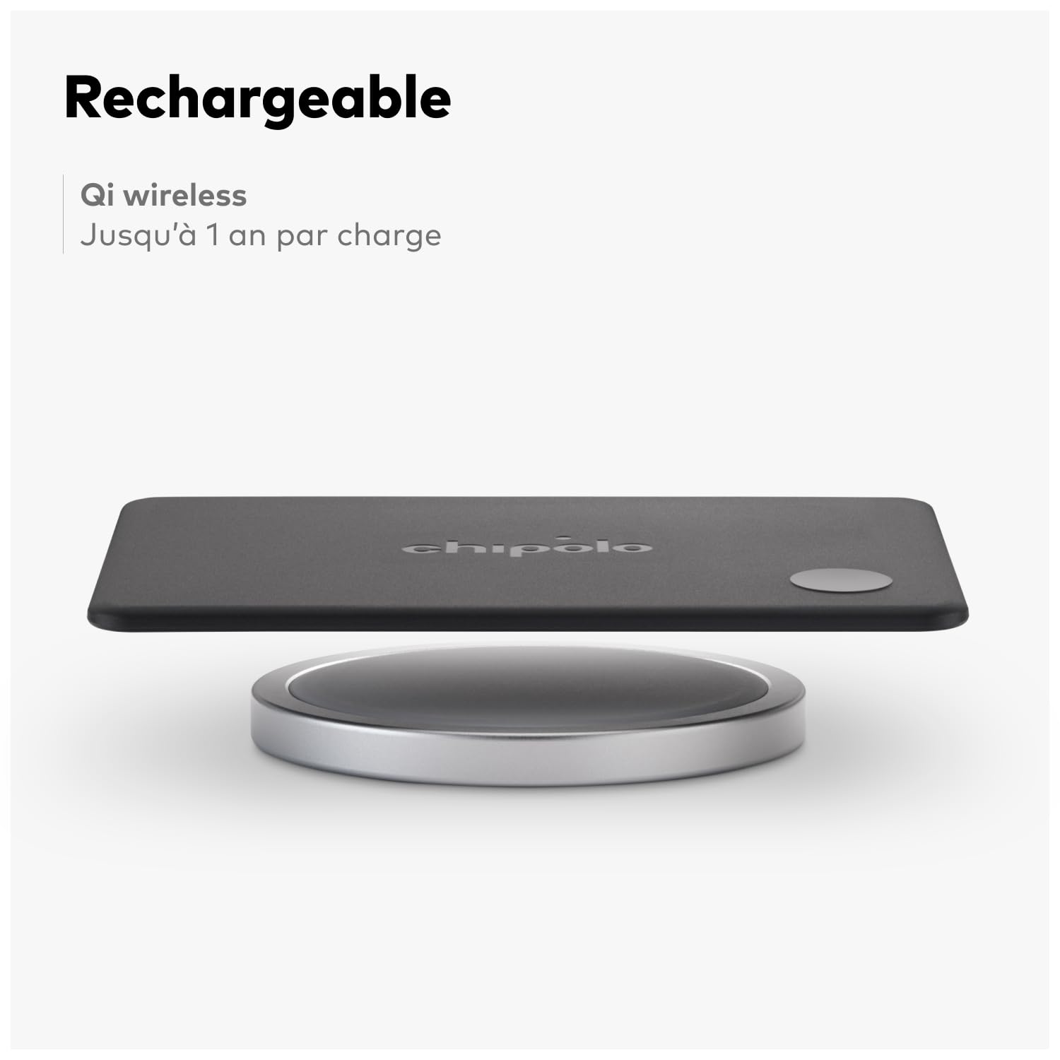Chipolo Card - Tracker Bluetooth Rechargeable pour Portefeuille et Passeport, Compatible avec Localiser d’Apple ou Google, avec Fonction Fais sonner Ton téléphone et Alertes Hors de portée