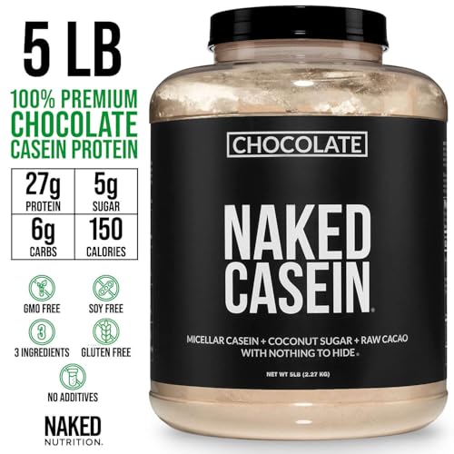 Image of NAKED Chocolate Casein - Chocolate Micellar Casein Protein - 5 Pound Bulk, NSF Certified, GMO-Free, Gluten-Free, Soy-Free, Preservative-Free - Stimulate Muscle Growth - Enhance Recovery - 60 Servings