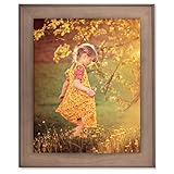 RICHFOCUS 16x20 Picture Frame Solid Wood Country Rustic Style Distressed Photo Frame Real Glass with Raised Edges for Wall Mount Display Vertical or Horizontal, Brown