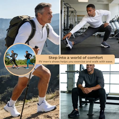Image of IIV Mens Walking Shoes with Arch Support Wide Toe Box Tennis Sneakers Plantar Fasciitis Running Shoes