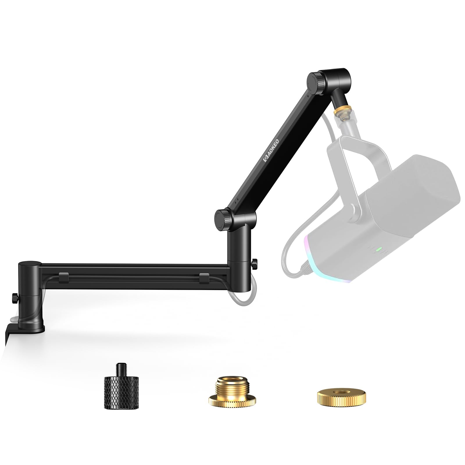 Microphone Arm,Aokeo AK-58 Desk Low Profile Adjustable Mic Boom Arm Stand,Suitable For Blue Yeti,Snowball iCE, HyperX QuadCast,SoloCast,Elgato Wave,Etc