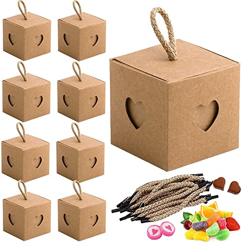 Aiareozy 30 Stück Kleine Schachteln, Pralinenschachtel Leer, Gastgeschenke Hochzeit, Herz Kraftpapier Mini Karton Geschenkbox für Weihnachten, Geburtstag, Taufe Babyparty Cover