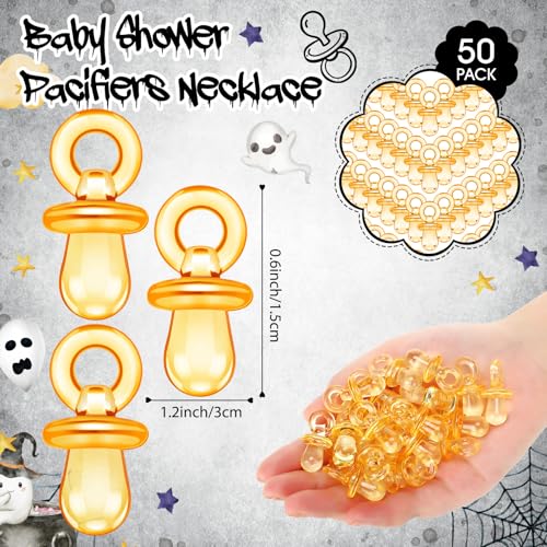 Image of Thyle 51 Pcs Pacifier Hunt Baby Shower Games Include Hunt Sign and 50 Acrylic Pacifiers for Baby Shower Game Decoration Gift Sets Gender Reveal Party Decor(Halloween)