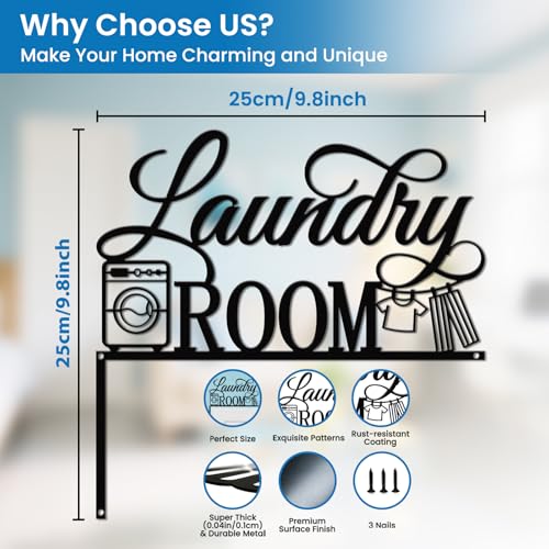 CUTHOLLOW Laundry Room Door Topper Sign Metal Wall Art Decor