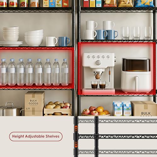 Image of Simple Deluxe 3-Tier Heavy Duty Adjustable Storage Shelf with Wheels, 23.23 inchW x 13.39 inchD x 30.31 inchH, Mobile or Stationary Metal Shelving Unit, Easy Assembly for Kitchen, Pantry, Laundry Room, Black