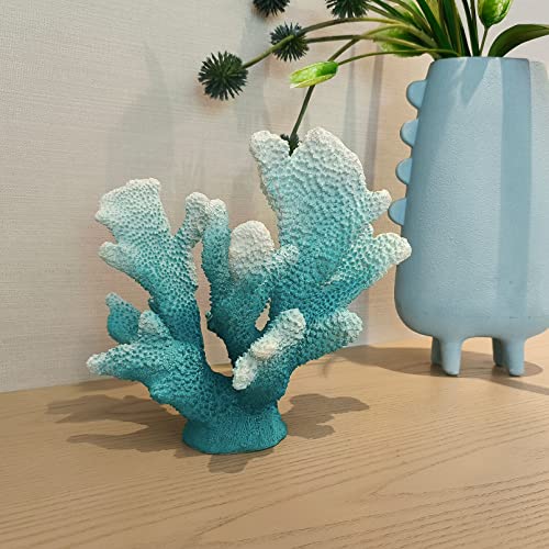Estatua decorativa de coral turquesa de resina 8.2" miniatura 4