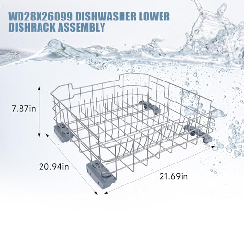 Image of WD28X34744 WD28X26099 Dishwasher Lower Rack Compatible with GE Dishwashers | Replaces WD28X24396,WD28X22659,WD28X28918. Fits Models GDF510PSR3SS, GDF510PSM0SS, GDF510PSMOSS, GDF535PSR0SS, GDF510PSR6SS