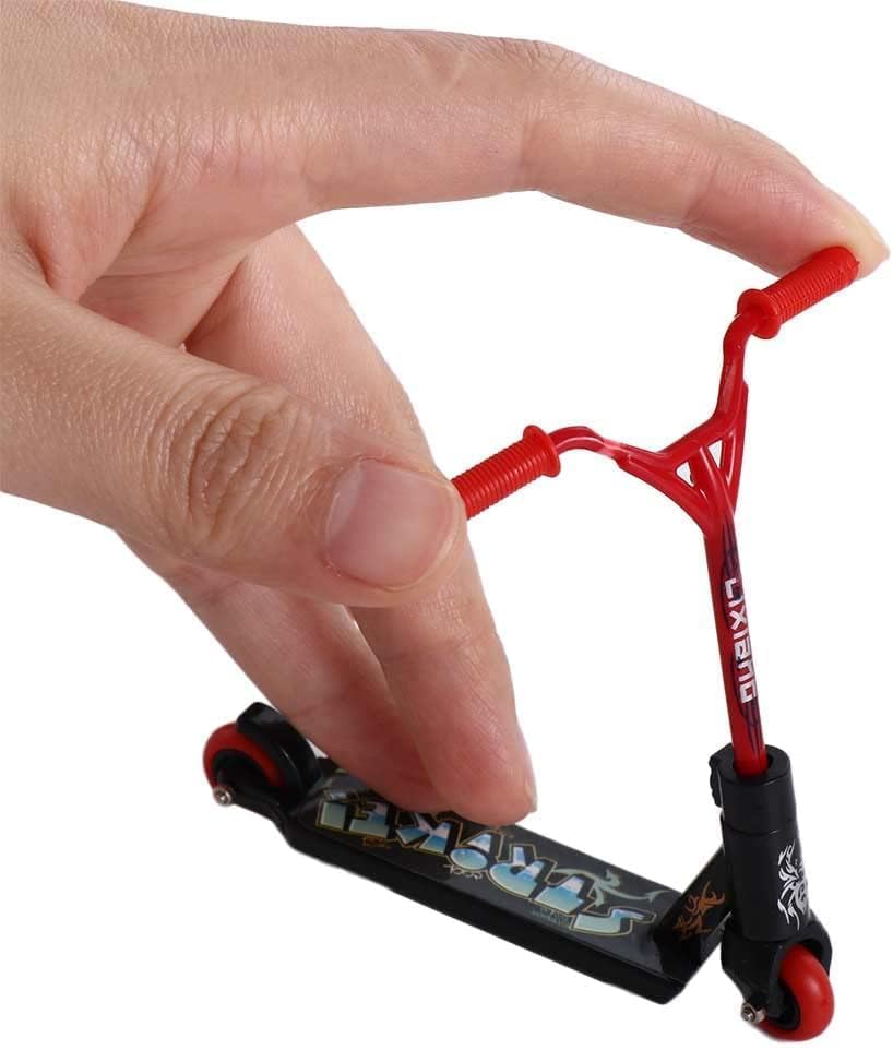 Miniatura 2 de 2 piezas de patinete de dedo mini juguetes de dos ruedas, mini scooters accesorios para tablero de dedos, pequeño scooter de trucos para recuerdos