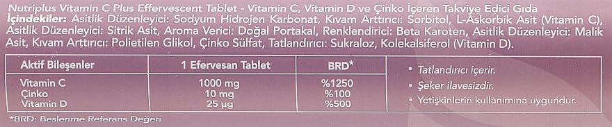 FARMASi Effervescent Vitamin C Plus Nutriplus Tablets, 15 pcs - Immune Support, Refreshing Citrus Flavor, Daily Vitamin, Supplements, Vitamin C, Essential Nutrients, Overall Vitality
