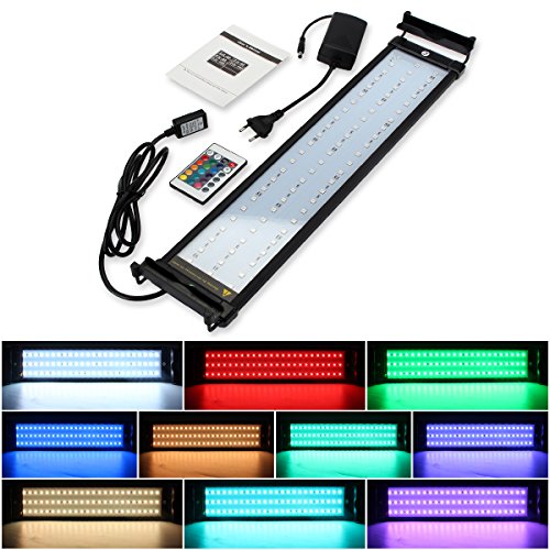 Preisvergleich Produktbild GreenSun LED Lighting LED Aquarium Beleuchtung mit IR Fernbedienung Aquariumlampen Lampe Aufsetzleuchte Abdeckung Klemmleuchte RGB Aquariumlicht Einstellbare auf 50-70cm für Fisch Tank