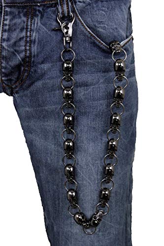 Trendy Fashion Jewelry TFJ Men Pewter Gunmetal Silver Black Skeleton Skull Gothic Biker Wallet Chain2
