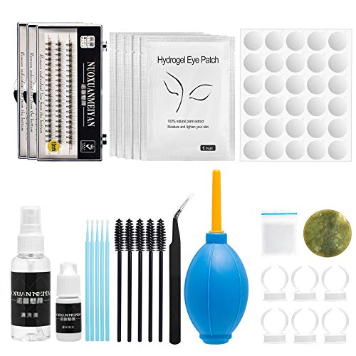 Eyelash Extension Kit, Buqikma Professional 12PCS False Eyelashes Extension Glue Tool Practice Exercise Eyelash Grafting Set Training Lash Extension Supplies for Makeup and Beginners