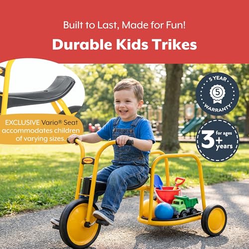 Image of Angeles MyRider Kids Tricycle, Toddler Tricycle with Solid Airless Rubber Tires, Kids Bike for Preschools and Daycare, Chariot Bike for Ages 3+, 15 inch Tall Seat