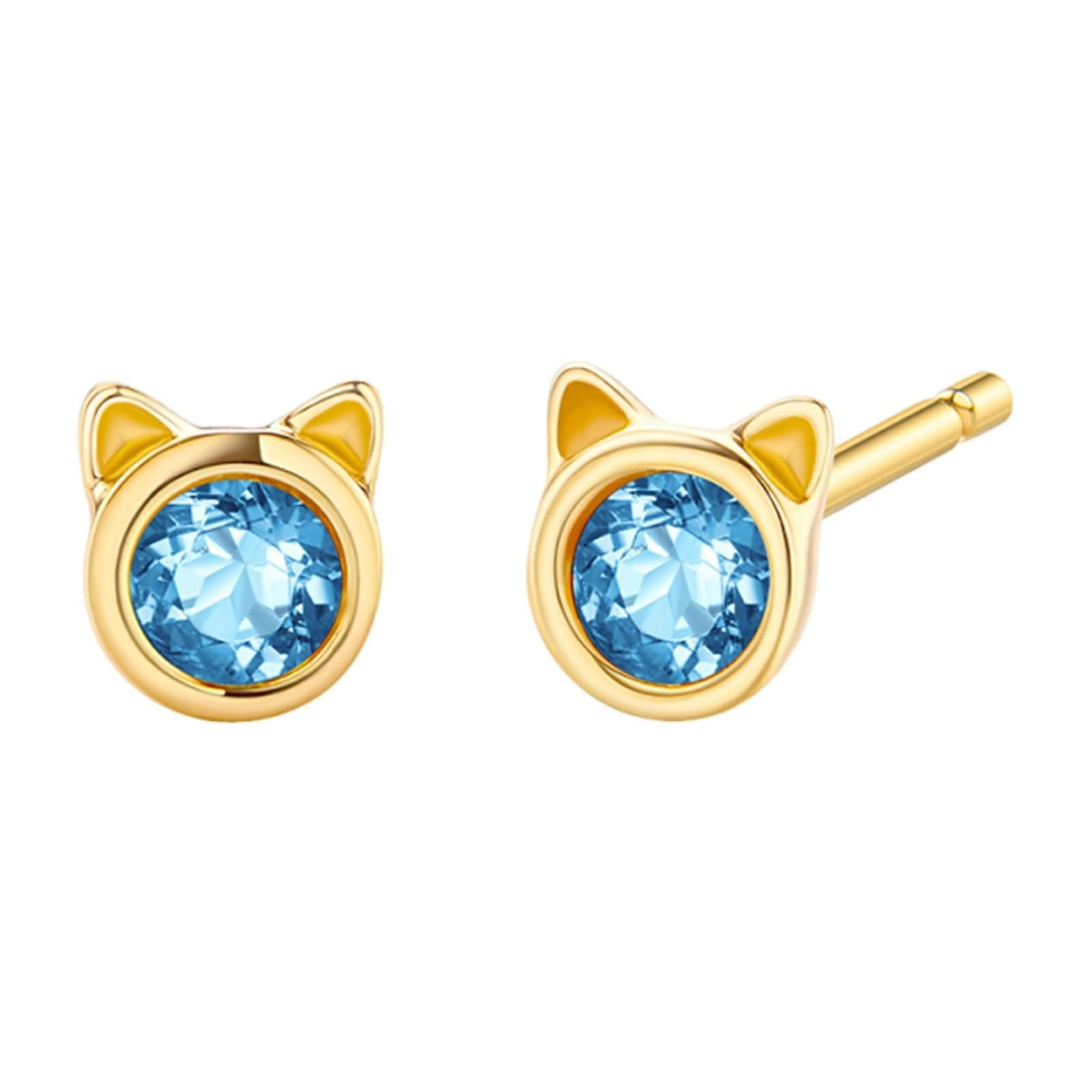 Ohrringe Damen für Hochzeit 375/585 / 750 Gold, Rund mit Citrin/Topas, Frauenohrringe Gold Stecker