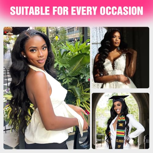 YUTU 5x5 HD Lace Closure Wigs Human Hair 24 Inch PPB Glueless Wigs Human Hair Pre Plucked Pre Cut for Beginners Body Wave Lace Front Wigs Human Hair for Women 180% Density Natural Black - Image 5