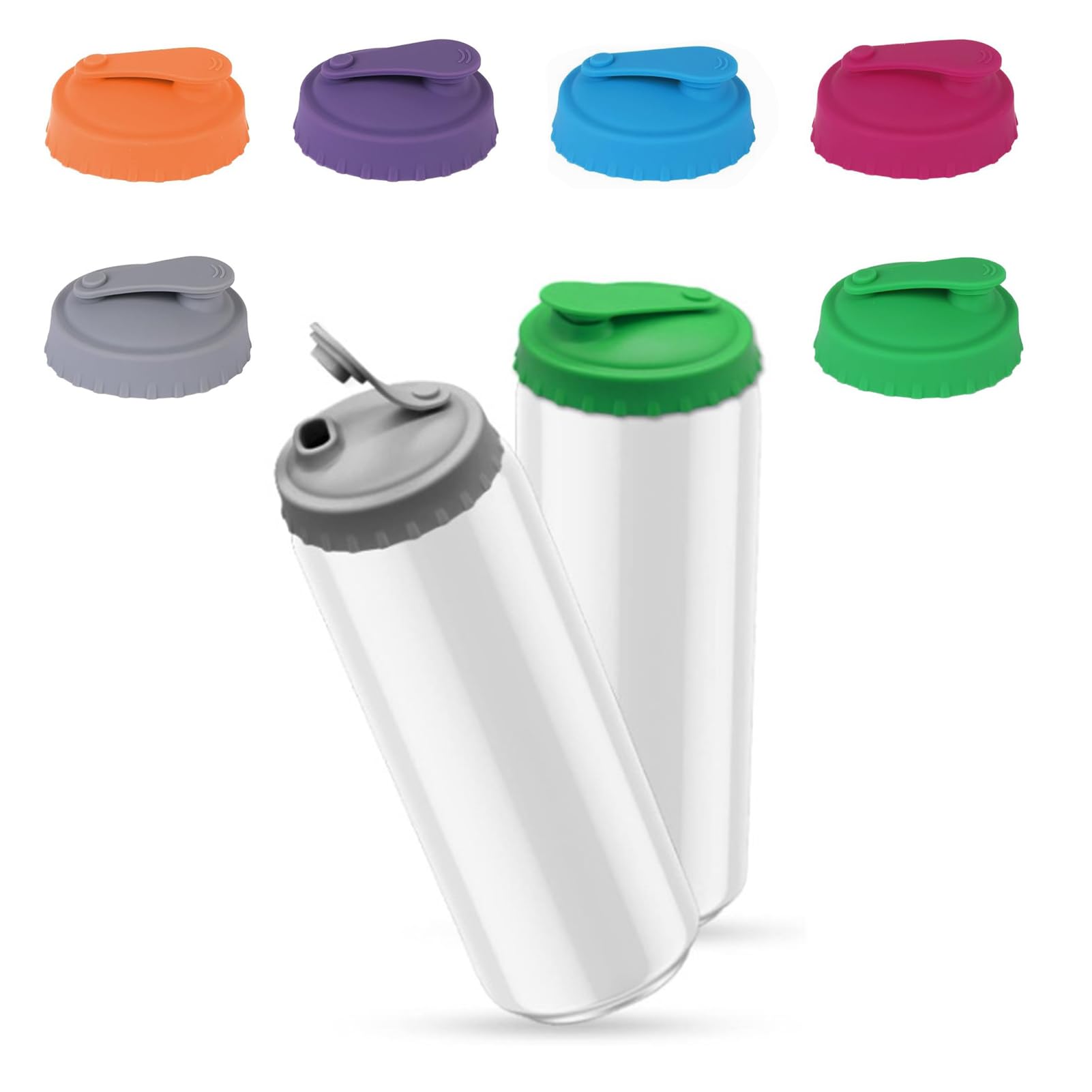 Tappi Per Lattine Con Cannuccia - 2 Pezzi In Silicone Alimentare - Coperchi Riutilizzabili A Prova Di Perdite Per Lattine Standard - Ideali Per Bibite, Birra, Soda - 2 Colori