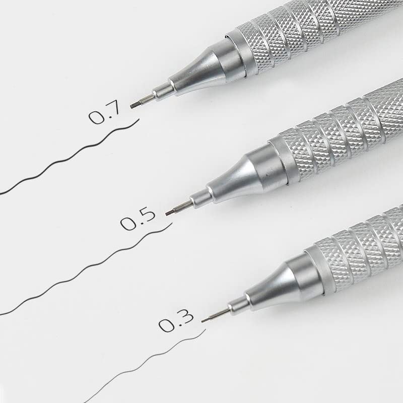 Druckbleistift aus Metall, Geschenkverpackung, 0,5/0,7 mm, Automatikbleistift für Büro und Schule (0,5 mm Silber) (0,7 mm Schwarz)