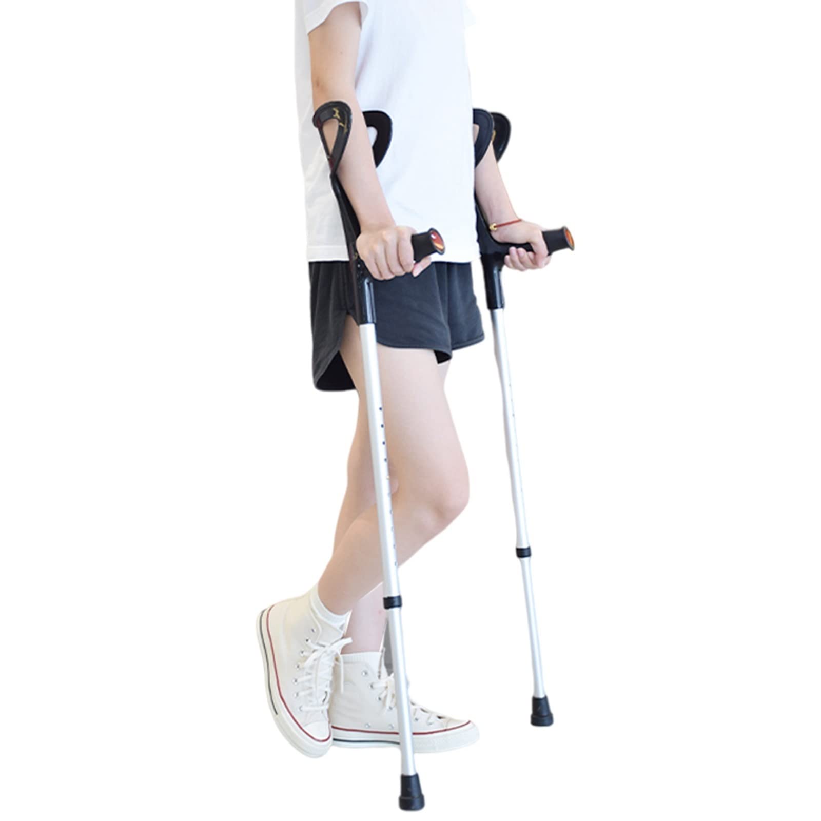 Stampelle per avambraccio per Adulti/Giovani (1 Paio), stampelle per braccioli Regolabili per Camminare, stampelle in Alluminio Leggero con Gomma Antiscivolo
