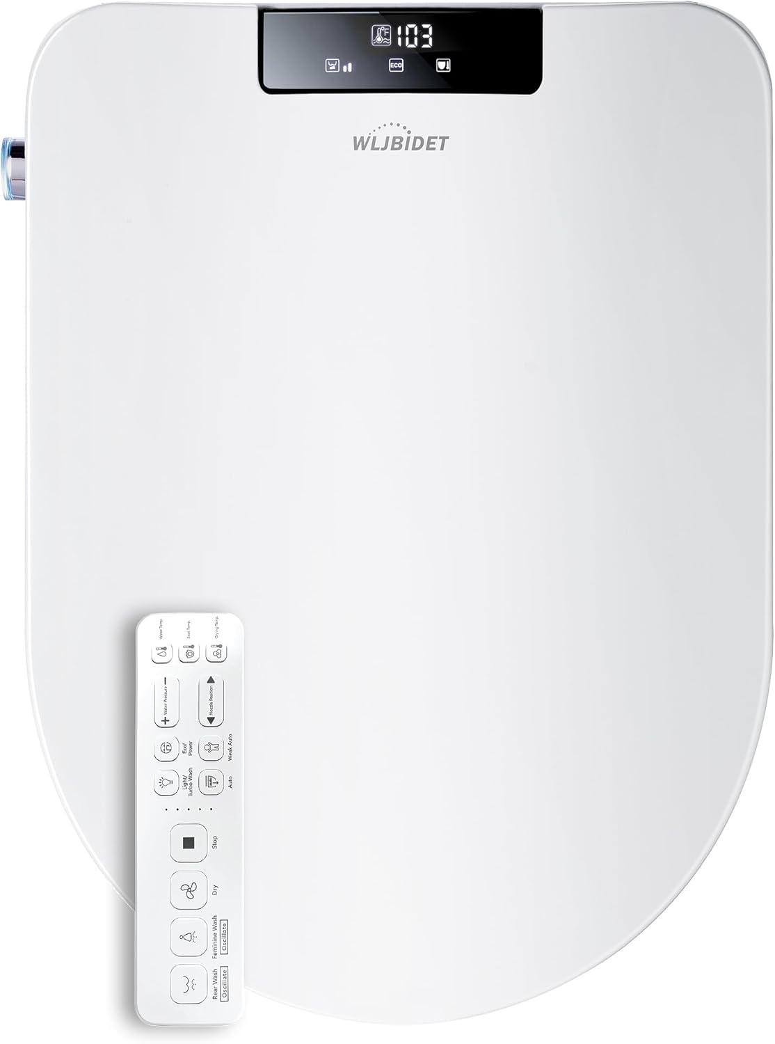 Toilet Bidet Seat with Wireless Remote Control, Electric Bidet with Oscillating Cleaning, Heated Toilet Seat, Adjustable Temperature and Pressure, Slow Closed Lid, Elongated