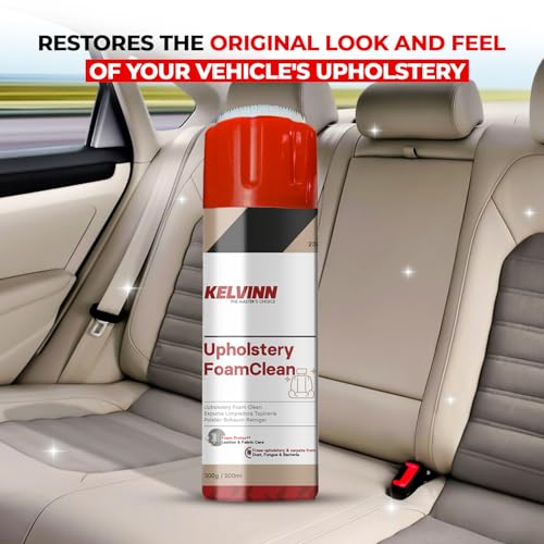Image of Kelvinn Upholstery Cleaner Foam Spray 500ml, Sofa Carpet Car Interior Upholstery Cleaner for Stain Removal Dirt Odor Removal, Quick Dry Fabric and Couch Seats Leather Vinyl