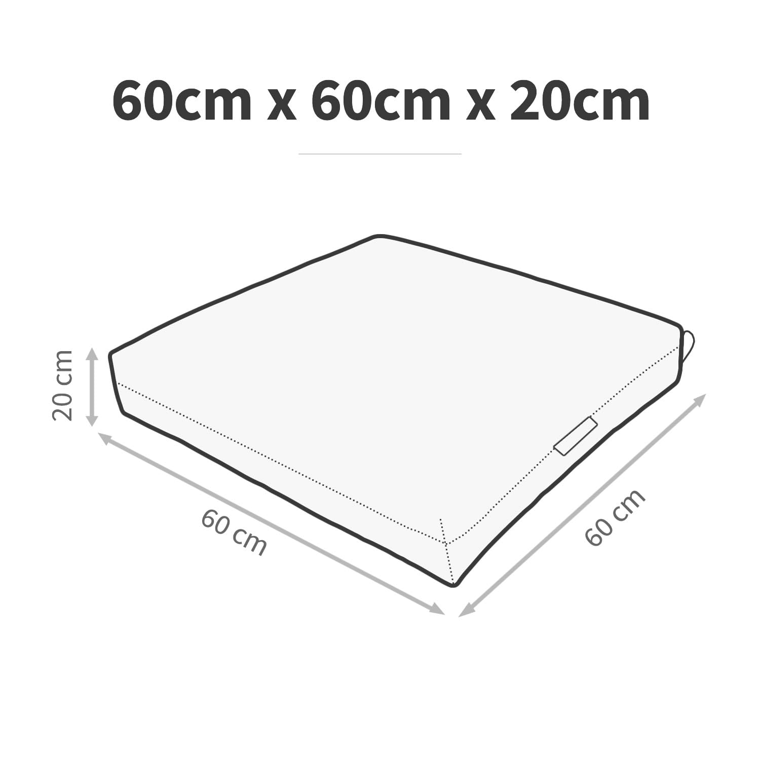 HAPPERS Cojín de Suelo Naylim Mate Impermeable Multiusos para Exterior, Banco y Palets - Comodidad y Versatilidad en un sólo Cojín Gris 60x60